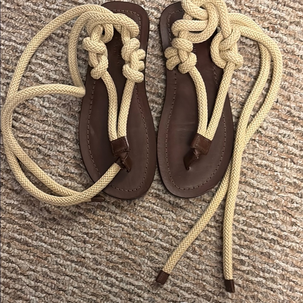 Yves Saint Laurent Brown and Cream Sandals with Elegant Style